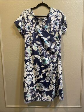 Soft Surroundings Navy Blue Floral Wrap Dress